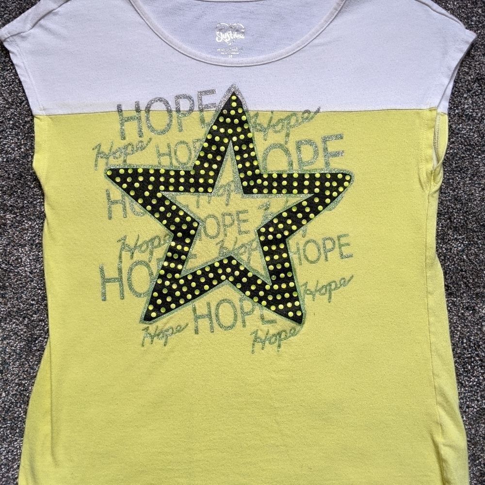 JUSTICE Yellow Star shirt Hope Size 16